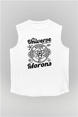 Atom Proton Nötron Eelektron Baskılı Unisex Kolsuz Beyaz Tişört - Tshirt