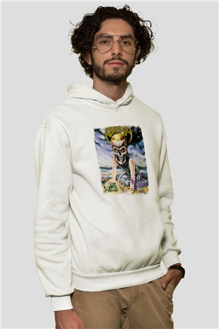 Atrophy Baskılı Unisex Beyaz Hoodie
