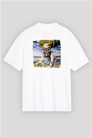 Atrophy Baskılı Unisex Beyaz Oversize Tişört