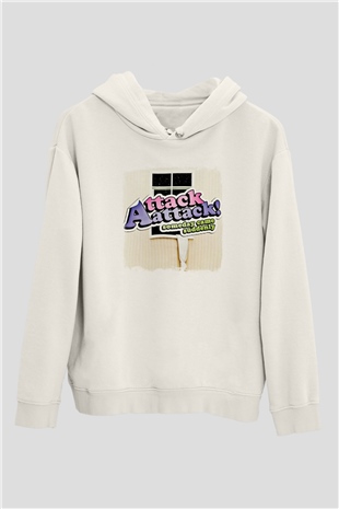Attack Attack! Baskılı Unisex Beyaz Hoodie