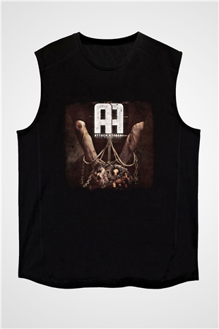 Attack Attack! Baskılı Unisex Siyah Kolsuz Tişört