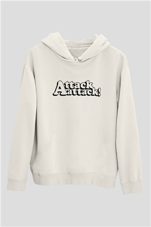 Attack Attack Beyaz Unisex Kapşonlu Sweatshirt