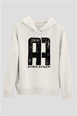 Attack Attack Beyaz Unisex Kapüşonlu Sweatshirt