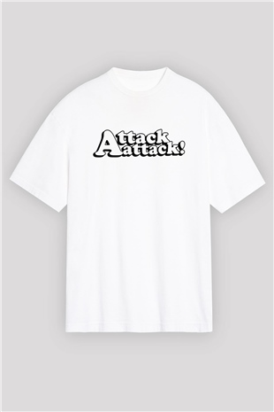 Attack Attack Beyaz Unisex Oversize Tişört T-Shirt