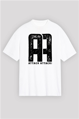 Attack Attack Beyaz Oversize Tişört Oversize T-shirt - TişörtFabrikası