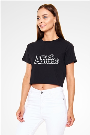 Attack Attack Siyah Crop Top Tişört
