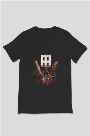 Attack Attack Siyah Unisex V Yaka Tişört