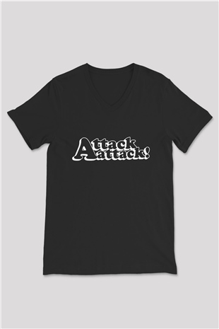 Attack Attack Siyah Unisex V Yaka Tişört T-Shirt