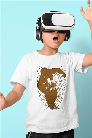 Attack On Titan Baskılı Beyaz Unisex Beyaz Çocuk Tişört - Tshirt