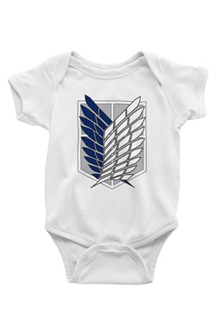 Attack on Titan Baskılı Beyaz Unisex Bebek Body - Zıbın