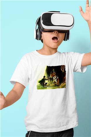 Attack On Titan Baskılı Beyaz Unisex Beyaz Çocuk Tişört - Tshirt