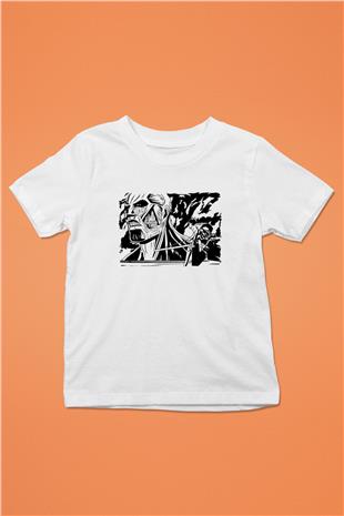 Attack On Titan Baskılı Beyaz Unisex Beyaz Çocuk Tişört - Tshirt