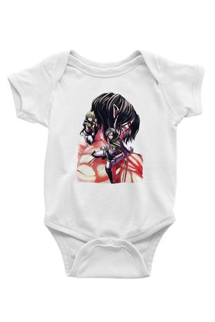 Attack On Titan Baskılı Beyaz Unisex Bebek Body - Zıbın