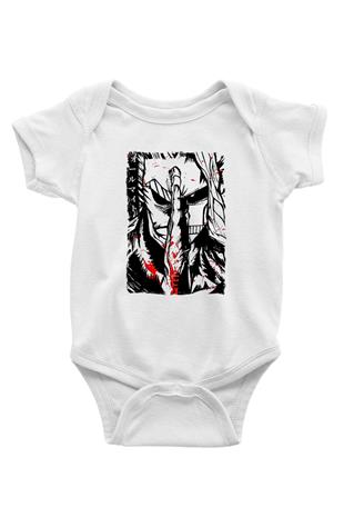 Attack On Titan Baskılı Beyaz Unisex Bebek Body - Zıbın