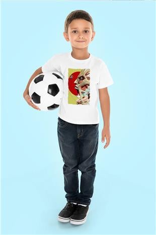 Attack On Titan Baskılı Beyaz Unisex Beyaz Çocuk Tişört - Tshirt