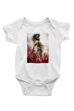 Attack On Titan Baskılı Beyaz Unisex Bebek Body - Zıbın