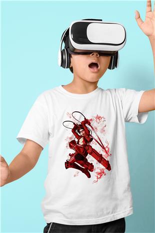 Attack On Titan Baskılı Beyaz Unisex Beyaz Çocuk Tişört - Tshirt