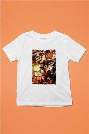 Attack On Titan Baskılı Beyaz Unisex Beyaz Çocuk Tişört - Tshirt