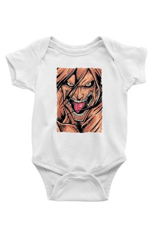 Attack On Titan Baskılı Beyaz Unisex Bebek Body - Zıbın