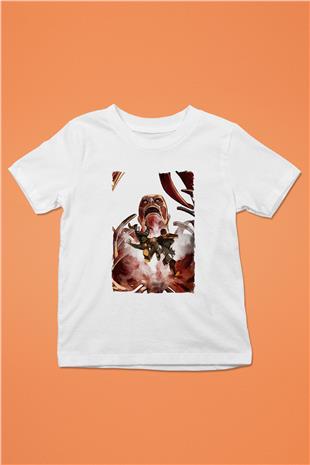 Attack On Titan Baskılı Beyaz Unisex Beyaz Çocuk Tişört - Tshirt