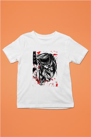 Attack On Titan Baskılı Beyaz Unisex Beyaz Çocuk Tişört - Tshirt