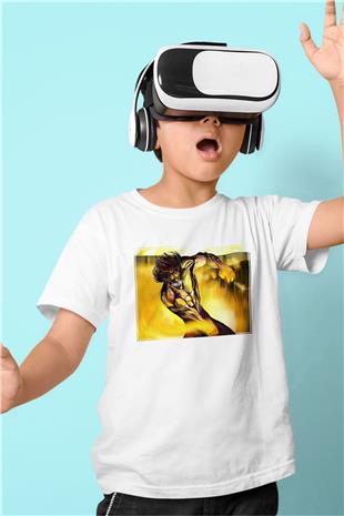 Attack On Titan Baskılı Beyaz Unisex Beyaz Çocuk Tişört - Tshirt