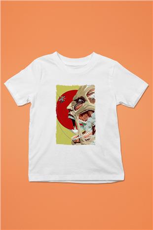 Attack On Titan Baskılı Beyaz Unisex Beyaz Çocuk Tişört - Tshirt