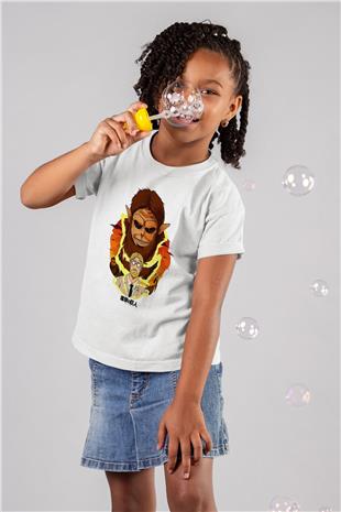 Attack On Titan Baskılı Beyaz Unisex Beyaz Çocuk Tişört - Tshirt