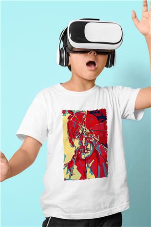 Attack On Titan Baskılı Beyaz Unisex Beyaz Çocuk Tişört - Tshirt