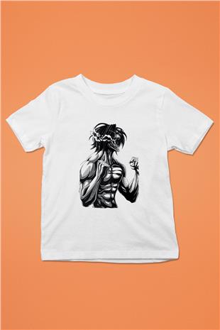 Attack On Titan Baskılı Beyaz Unisex Beyaz Çocuk Tişört - Tshirt