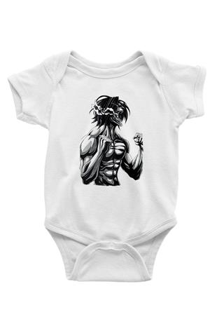 Attack On Titan Baskılı Beyaz Unisex Bebek Body - Zıbın