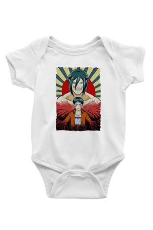 Attack On Titan Baskılı Beyaz Unisex Bebek Body - Zıbın