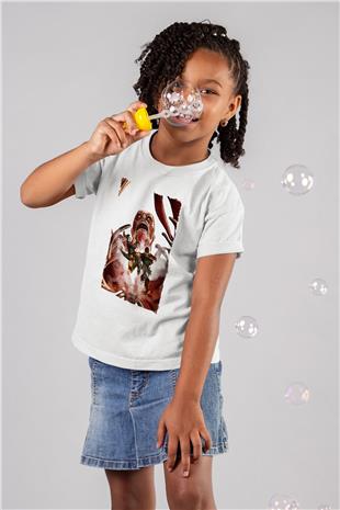 Attack On Titan Baskılı Beyaz Unisex Beyaz Çocuk Tişört - Tshirt
