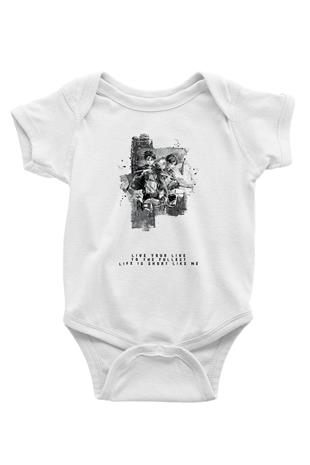 Attack On Titan Baskılı Beyaz Unisex Bebek Body - Zıbın