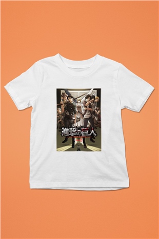 Attack on Titan Baskılı Beyaz Unisex Çocuk Tişört