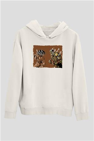 Attack On Titan Baskılı Beyaz Unisex Hoodie