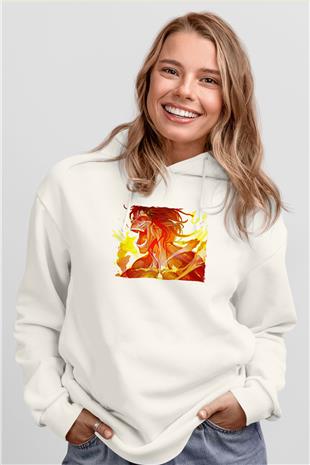 Attack On Titan Baskılı Beyaz Unisex Hoodie
