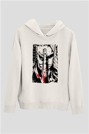 Attack On Titan Baskılı Beyaz Unisex Hoodie
