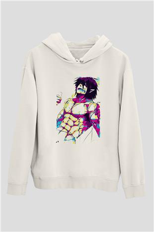 Attack On Titan Baskılı Beyaz Unisex Hoodie