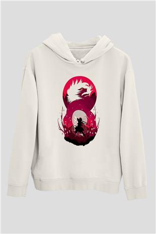 Attack On Titan Baskılı Beyaz Unisex Hoodie