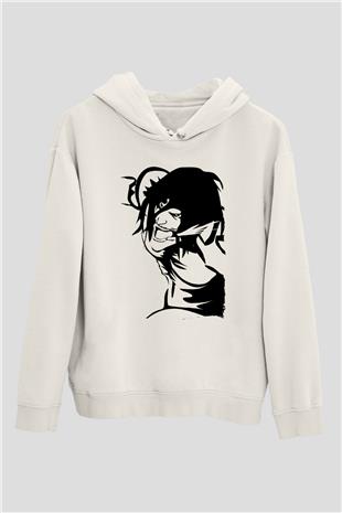 Attack On Titan Baskılı Beyaz Unisex Hoodie