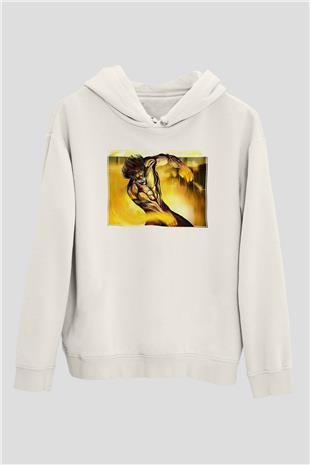 Attack On Titan Baskılı Beyaz Unisex Hoodie