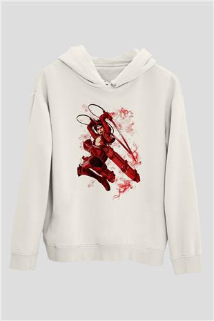 Attack On Titan Baskılı Beyaz Unisex Hoodie
