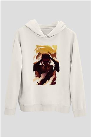 Attack On Titan Baskılı Beyaz Unisex Hoodie