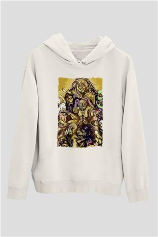 Attack On Titan Baskılı Beyaz Unisex Hoodie