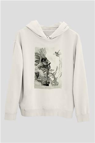 Attack On Titan Baskılı Beyaz Unisex Hoodie