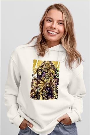 Attack On Titan Baskılı Beyaz Unisex Hoodie