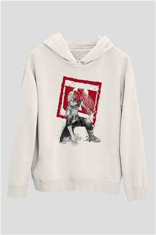 Attack On Titan Baskılı Beyaz Unisex Hoodie