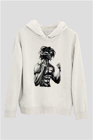 Attack On Titan Baskılı Beyaz Unisex Hoodie