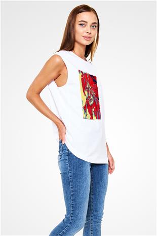 Attack On Titan Baskılı Beyaz Unisex Kolsuz Tişört - Tshirt